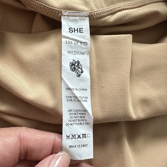 NWT Darc Sport She Wolf Head Biker Shorts Size M Brown High Waist Gym Streetwear - Picture 8 of 8